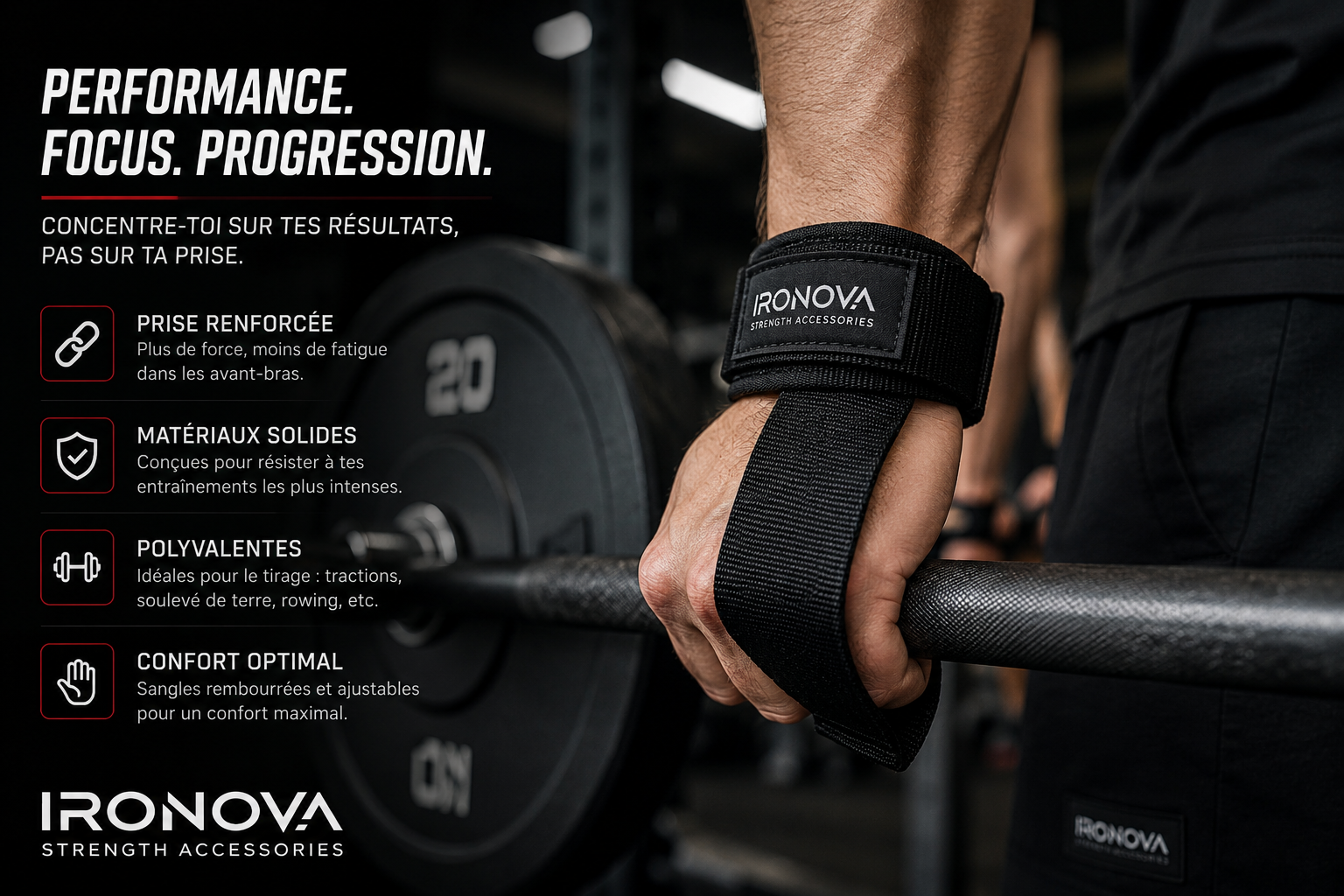 Sangles de tirage Ironova Grip Pro